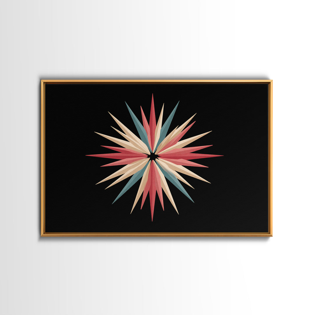 Atomic Starburst Abstract Wall Art, Mid Century Modern Print, Retro Geometric Poster, MCM Wall Decor, Colorful Canvas Style