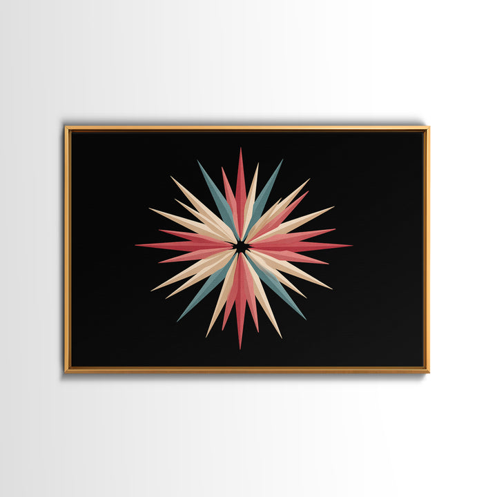 Atomic Starburst Abstract Wall Art, Mid Century Modern Print, Retro Geometric Poster, MCM Wall Decor, Colorful Canvas Style