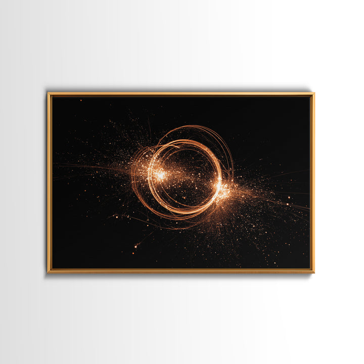 Orange Cosmic Energy Ring Wall Art, Modern Abstract Art Print, Space Abstract Art, Retro Wall Decor, Framed Canvas Print