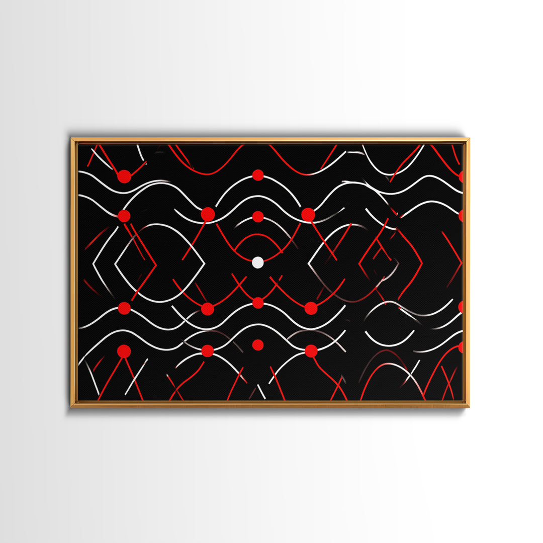 Black Red White Geometric Line Abstract Wall Art, Midcentury Modern Art Print, Bauhaus MCM Decor, Bold Retro Poster, Home Decor