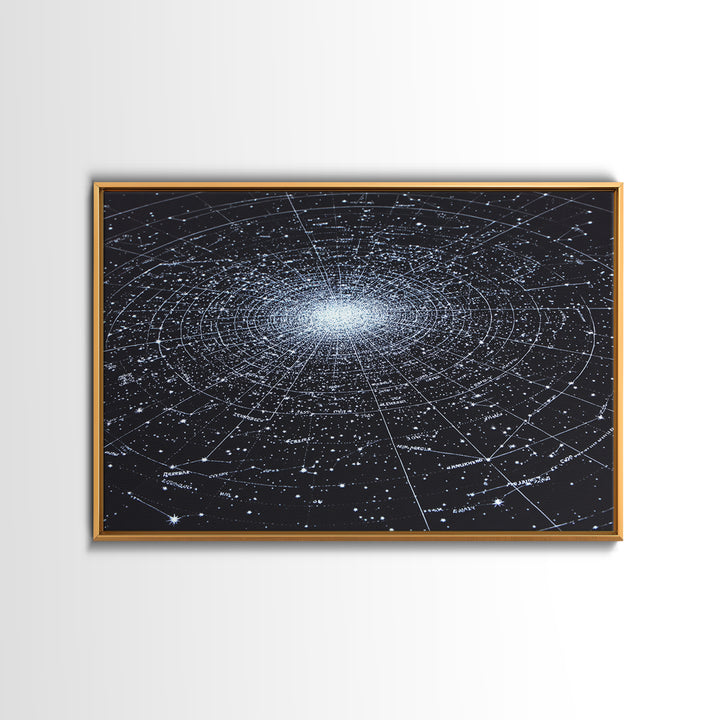 Radiant Galaxy Star Chart Wall Art, Deep Navy Constellation Map, Cosmic Astronomy Poster, Modern Space Decor Print For Bedroom