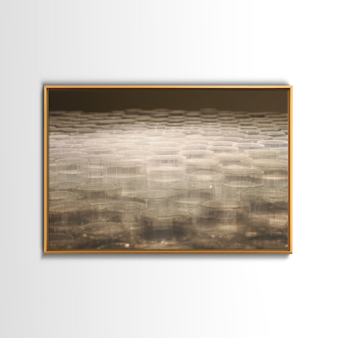 Translucent Neutral Circle Cell Abstract Wall Art, Modern Geometric Art Print, Beige Contemporary Home Office Decor Poster