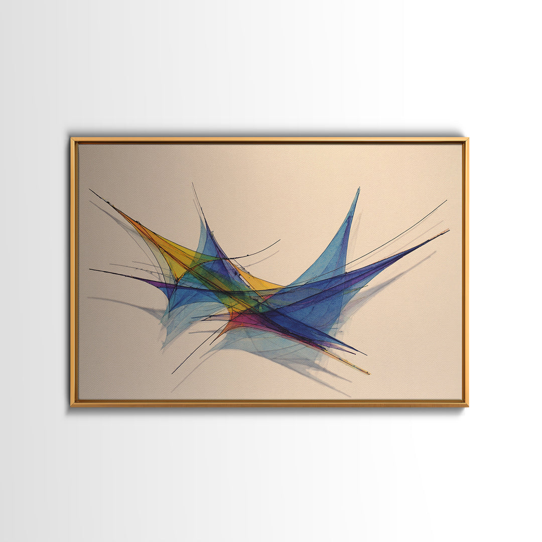 Colorful Geometric Stabile Wall Art, Modern Sculpture Inspired Print, Midcentury Abstract Lines, Bauhaus Bright Home Office Decor