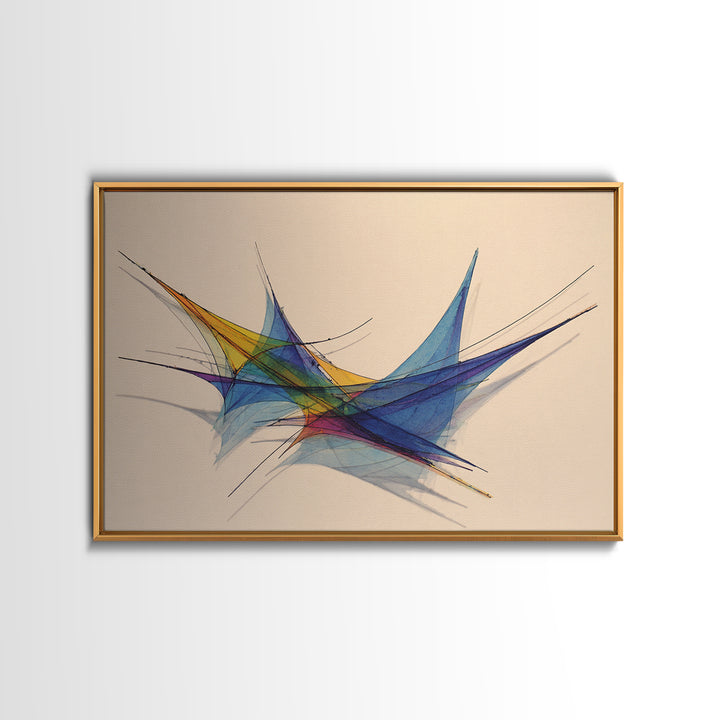 Colorful Geometric Stabile Wall Art, Modern Sculpture Inspired Print, Midcentury Abstract Lines, Bauhaus Bright Home Office Decor