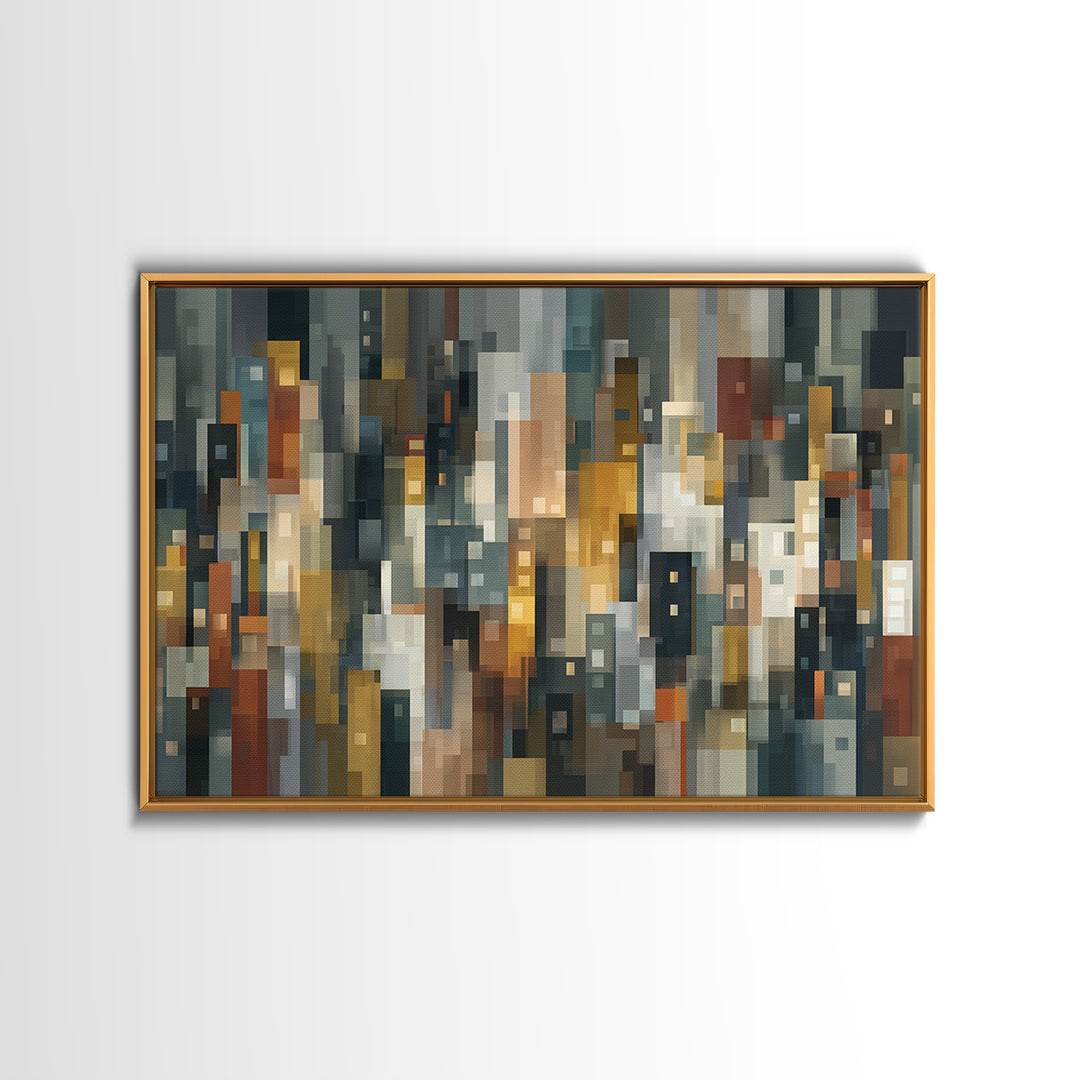 Moody Abstract City Skyline Wall Art, Modern Urban Decor, Geometric Cityscape Print, Home Office Art, Contemporary Poster
