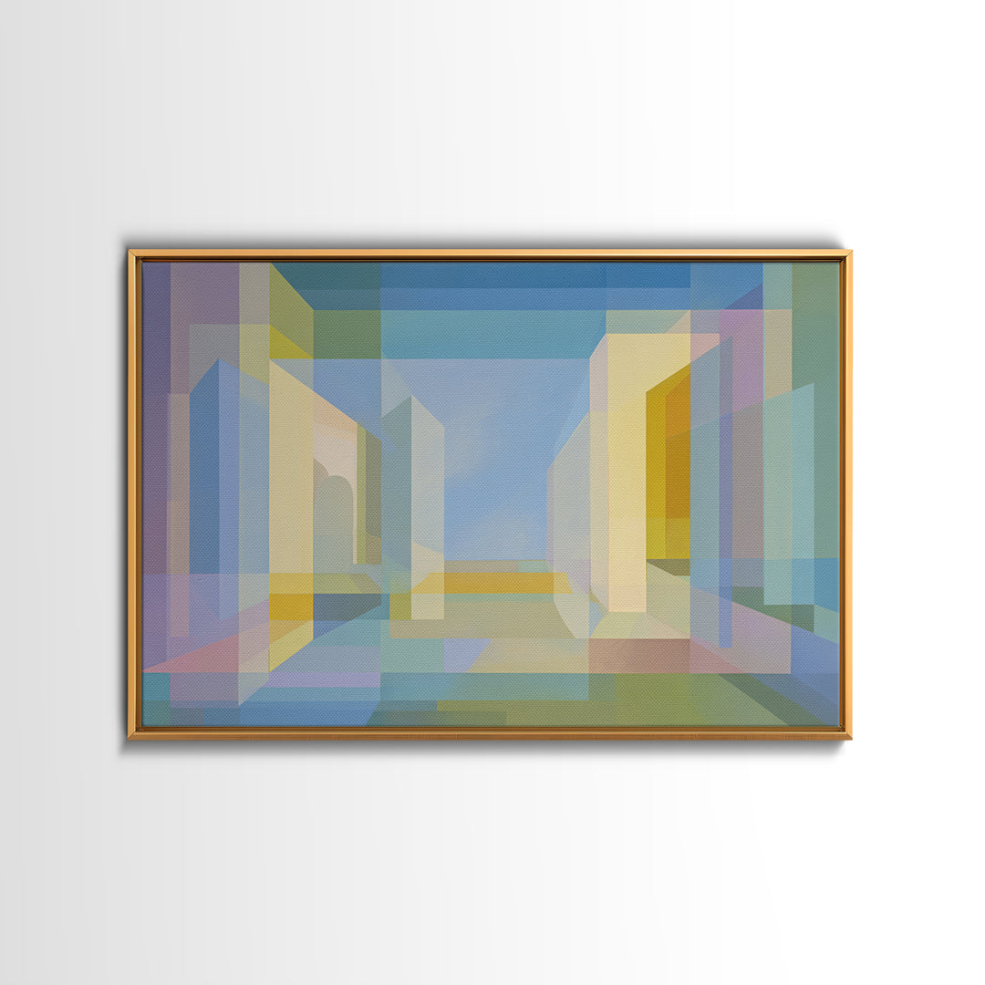 Pastel Geometric Atrium Wall Art, Scandinavian Modern, Minimalist Wall Art, Abstract Decor Art, Modern Home Decor, Office Decor