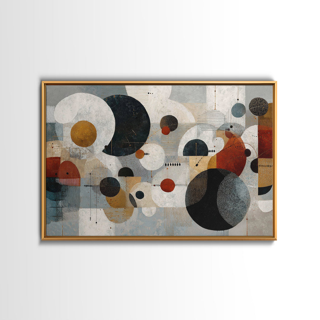 Atomic Circle Mobile Wall Art, Midcentury Modern Art, Geometric Art Print, Abstract Wall Art, Burnt Orange Art, Retro Decor