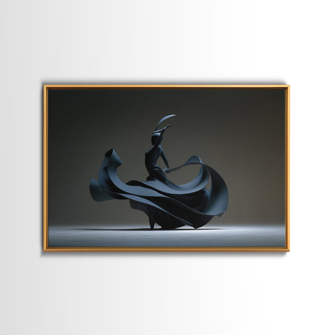 Black Flamenco Dancer Canvas Print, Modern Sculpture Inspired Wall Art, Masculine Abstract Decor, Statement Wall Decor Poster