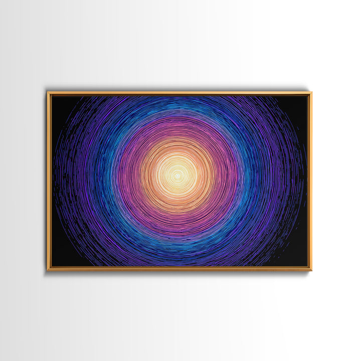 Vibrant Purple Blue Concentric Spiral Wall Art, Midcentury Modern Abstract Art Print, Geometric Retro Decor For Living Room