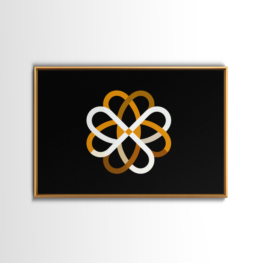 Orange White Atomic Loop Abstract, Modern Wall Art, Minimalist Geometric Poster, Retro MCM Home Decor Canvas Print Gift Idea