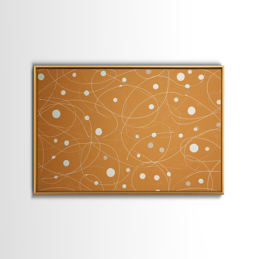 Burnt Orange Orbit Line Wall Art, Midcentury Modern Abstract Print, Minimal Atomic Pattern, Neutral Geometric Office Decor