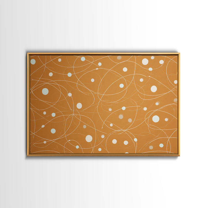 Burnt Orange Orbit Line Wall Art, Midcentury Modern Abstract Print, Minimal Atomic Pattern, Neutral Geometric Office Decor
