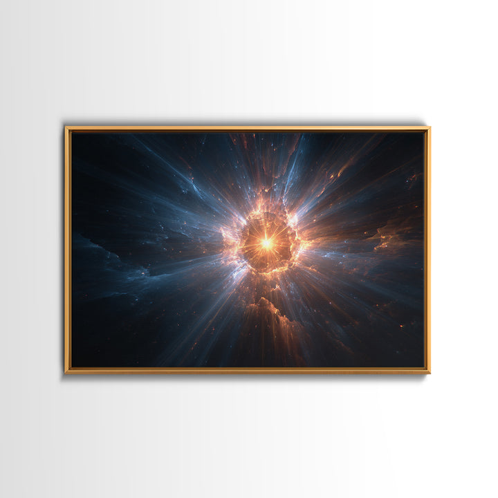 Cosmic Starburst Nebula Framed Canvas Print, Modern Wall Art, Space Abstract Art, Sci Fi Galaxy Decor For Living Room Decor