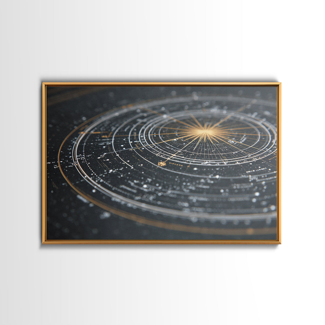 Black Gold Celestial Star Chart Wall Art, Astronomical Map Print, Modern Cosmic Decor, Space Abstract Home Office Poster