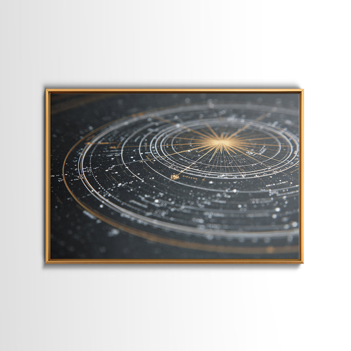 Black Gold Celestial Star Chart Wall Art, Astronomical Map Print, Modern Cosmic Decor, Space Abstract Home Office Poster