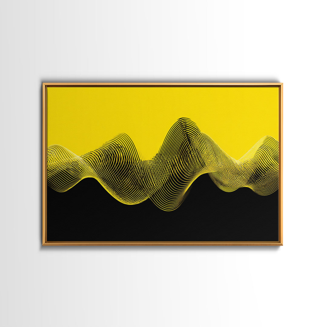 Yellow Black Waveform Wall Art, Minimalist Abstract Canvas Print, Modern Geometric Art, Office Decor, Statement Wall Decor