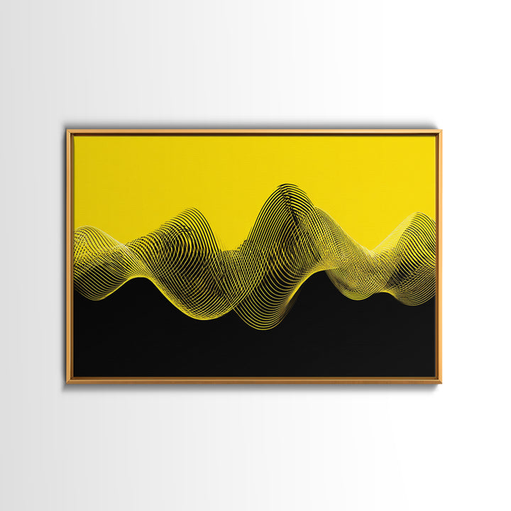Yellow Black Waveform Wall Art, Minimalist Abstract Canvas Print, Modern Geometric Art, Office Decor, Statement Wall Decor