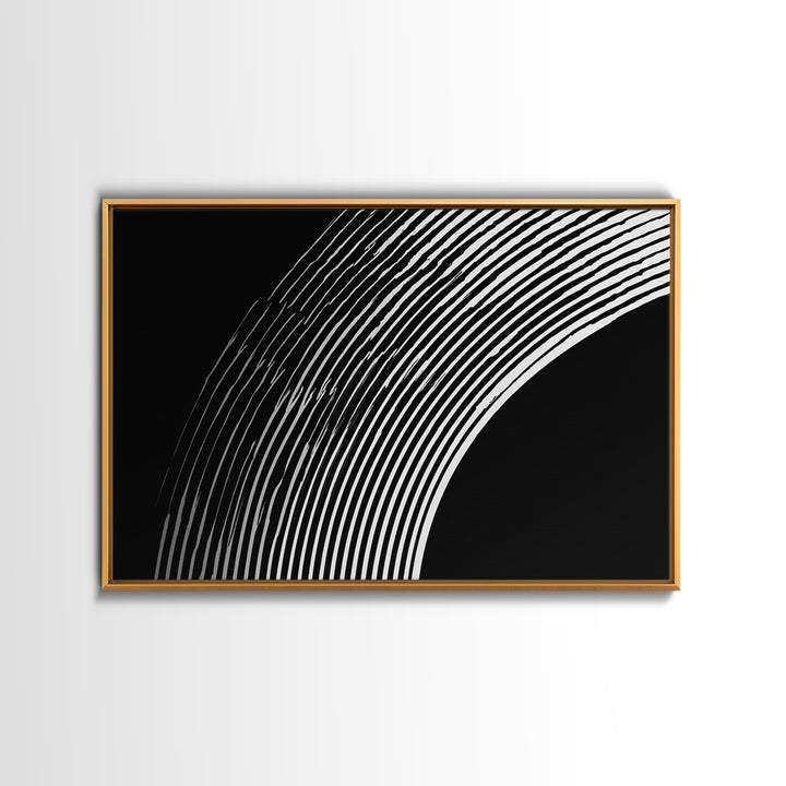 Black And White Concentric Arc Lines Wall Art, Minimalist Abstract Print, Modern Geometric Decor, Office Wall Decor, MCM Home Decor