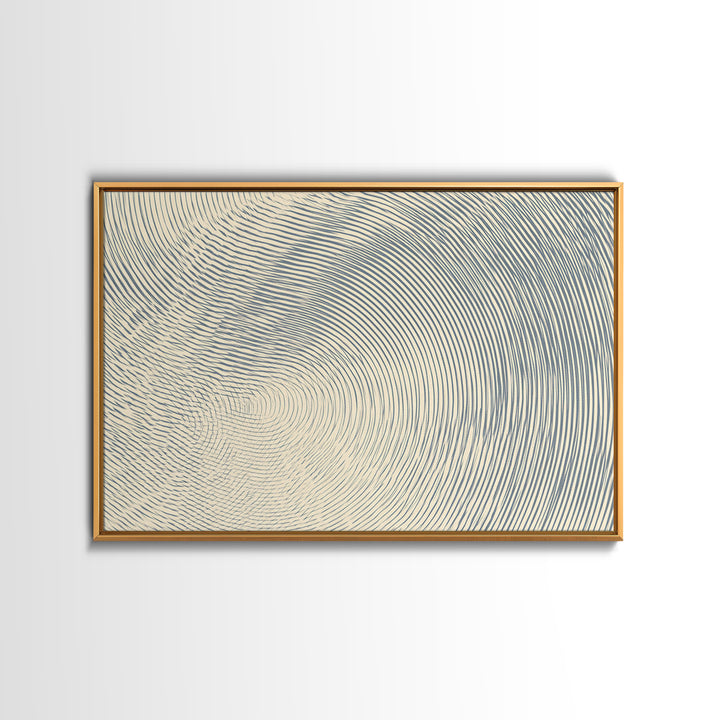 Ivory Blue Fingerprint Spiral Lines Canvas Print, Minimalist Abstract Art, Modern Geometric Wall Decor, Neutral Office Art