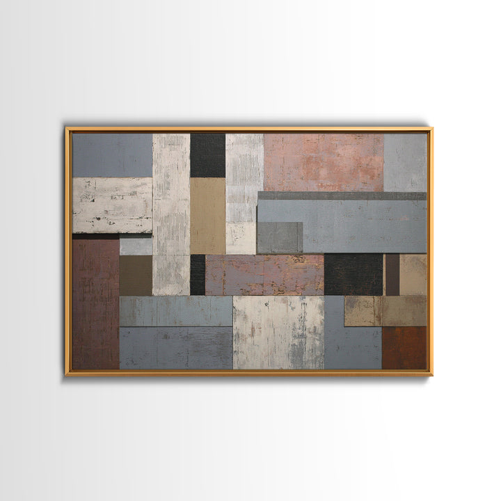 Neutral Gray Taupe Geometric Rectangle Wall Art, Modern Contemporary Abstract Print, Minimalist Office Decor For Living Room