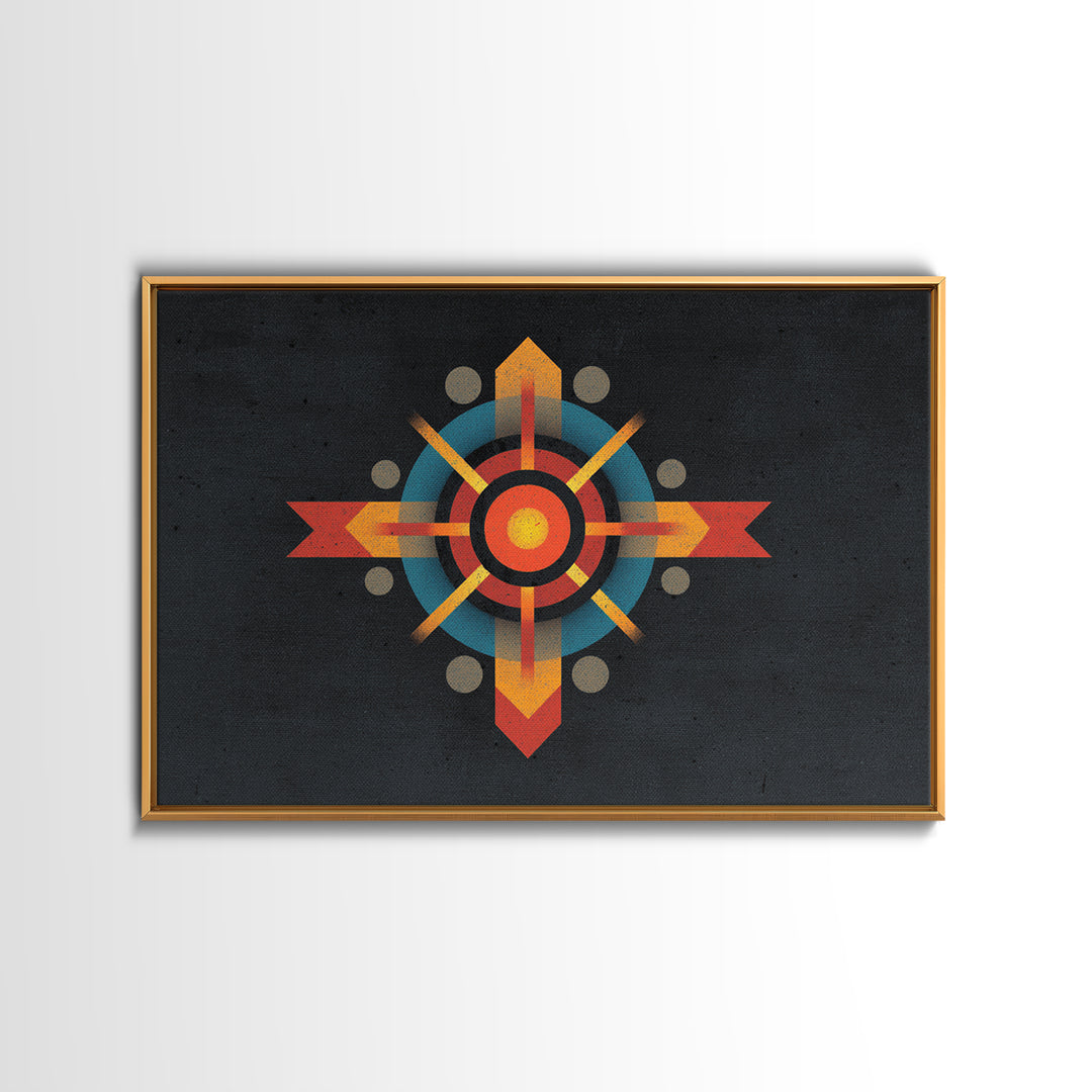 Dark Atomic Target Cross Wall Art, Midcentury Modern Abstract Print, Retro Geometric Poster, Masculine Office Decor, MCM Decor
