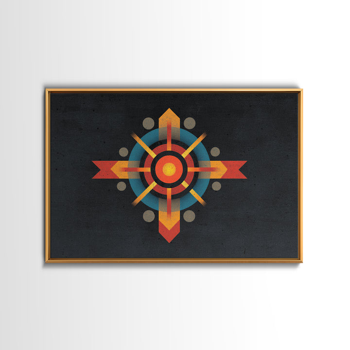 Dark Atomic Target Cross Wall Art, Midcentury Modern Abstract Print, Retro Geometric Poster, Masculine Office Decor, MCM Decor