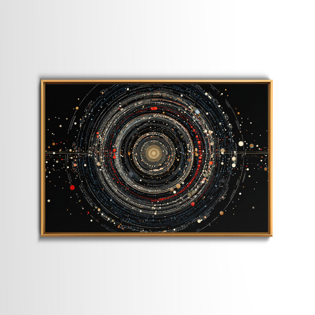 Black Cosmic Rings Wall Art, Abstract Solar System Framed Canvas Print, Modern Art Print, Space Abstract Art, Galaxy Decor