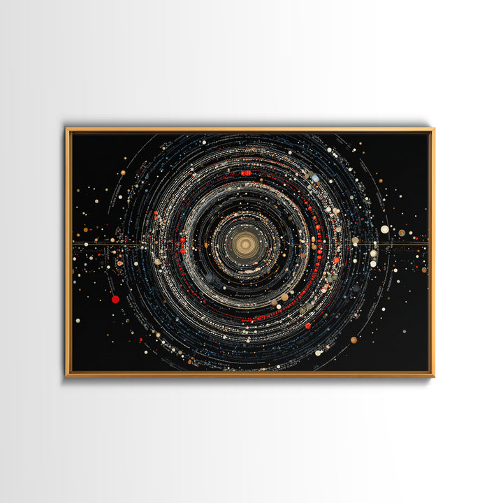Black Cosmic Rings Wall Art, Abstract Solar System Framed Canvas Print, Modern Art Print, Space Abstract Art, Galaxy Decor