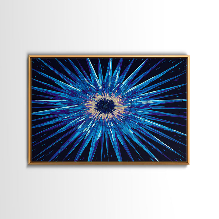 Blue Hyperspace Starburst Wall Art, Abstract Canvas Print, Sci Fi Wall Art, Modern Digital Art, Gamer Room Decor Poster Gift