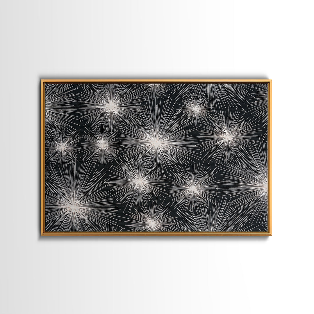 Black White Firework Starbursts Wall Art, Minimalist Canvas Print, Geometric Wall Art, Modern Abstract Art, Bold Decor Poster