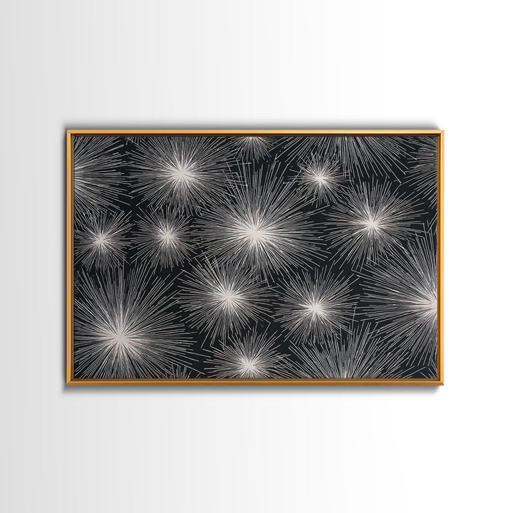 Black White Firework Starbursts Wall Art, Minimalist Canvas Print, Geometric Wall Art, Modern Abstract Art, Bold Decor Poster