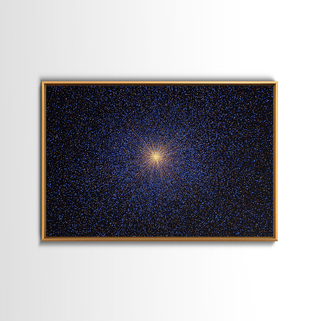Radiant Blue Orange Starburst Wall Art, Midcentury Modern Abstract Art Print, Cosmic Retro Decor, Modern Home Decor, Bedroom Decor