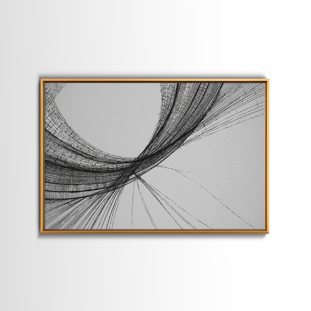 Black Fine Line Curve Wall Art, Minimalist Abstract Art Print, Monochrome Modern Wall Decor, Office Decor, Large Prints, Home Decor