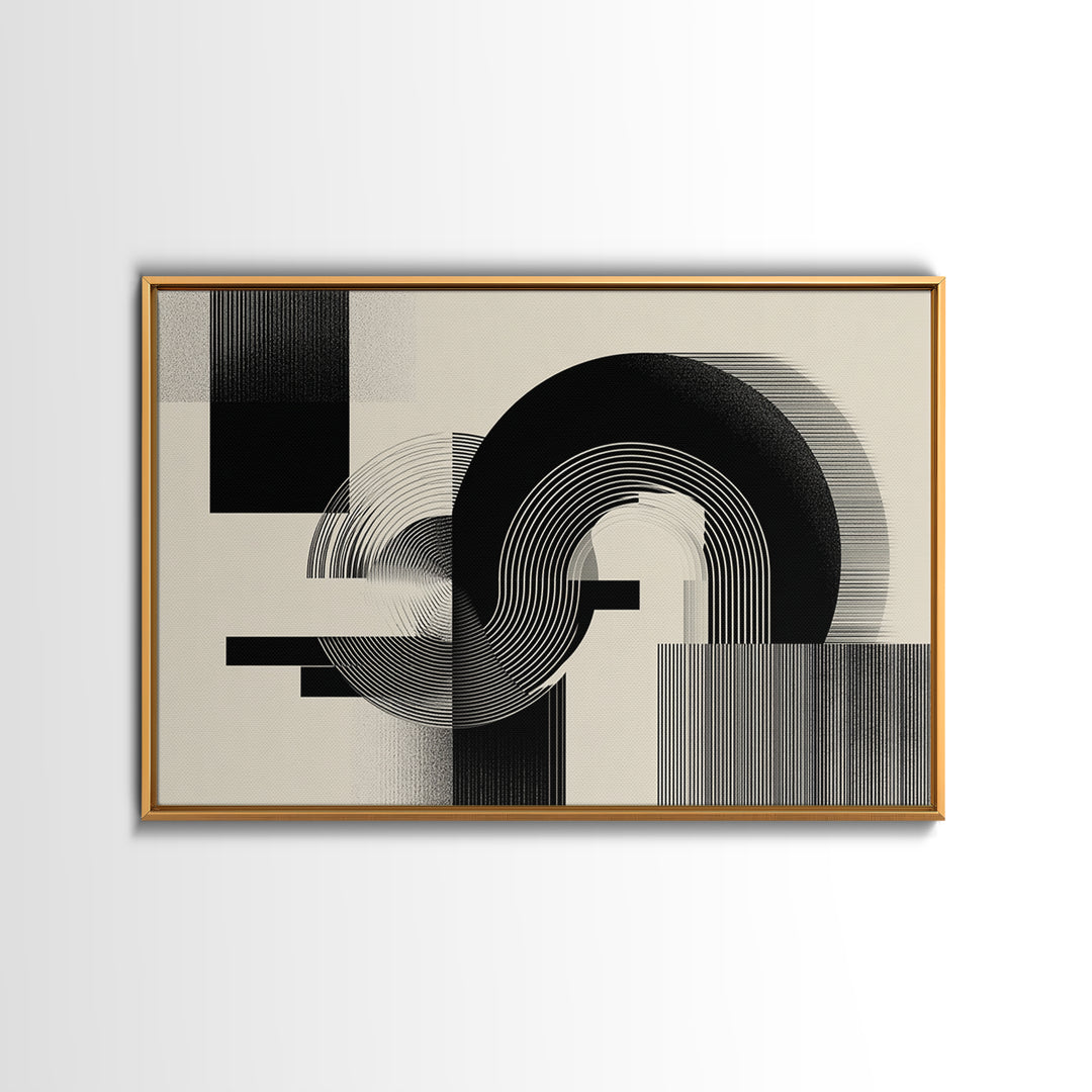 Black Cream Optical Arch Wall Art, Midcentury Modern Abstract Art Print, Bauhaus Geometric Wall Decor, Office Decor, Modern Home Decor