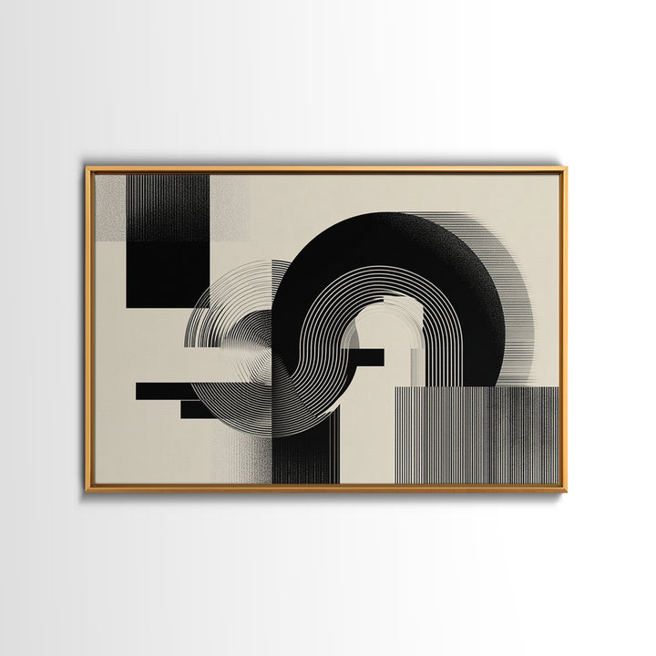 Black Cream Optical Arch Wall Art, Midcentury Modern Abstract Art Print, Bauhaus Geometric Wall Decor, Office Decor, Modern Home Decor