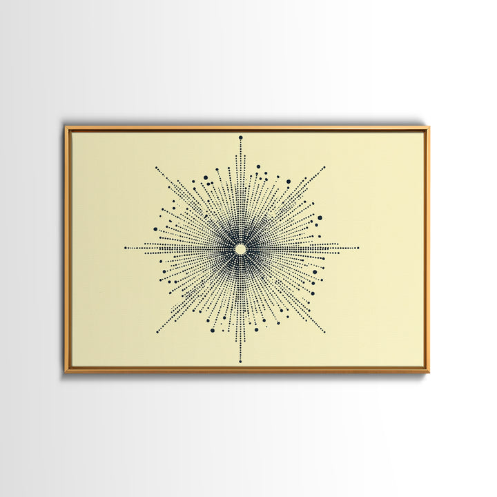 Navy Cream Dotted Starburst Wall Art, Midcentury Modern Art Print, Atomic Geometric Abstract Decor, Retro MCM Poster, Home Decor