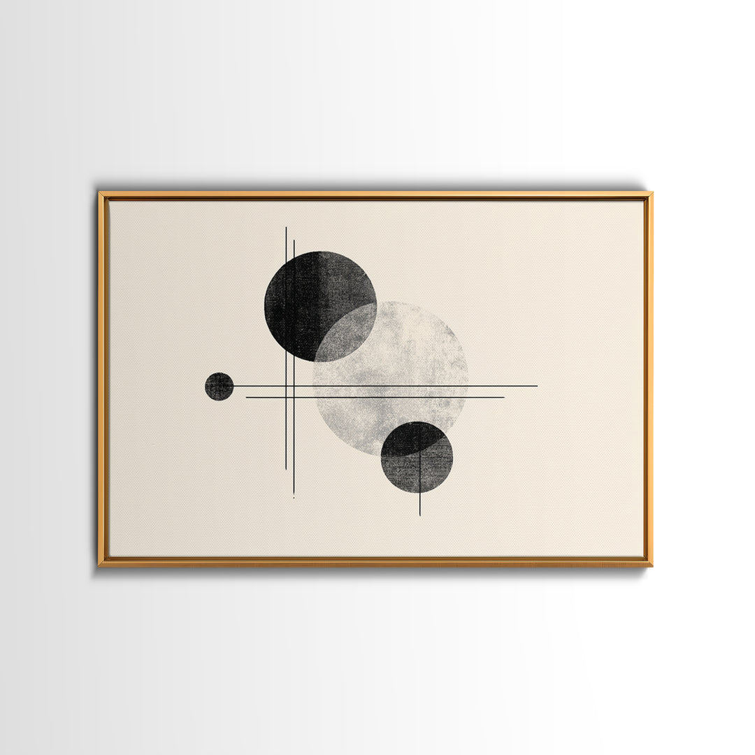 Black White Textured Circle Lines Wall Art, Midcentury Modern Art Print, Minimalist Geometric Abstract Decor, Neutral Poster