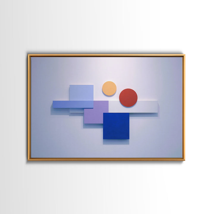 Pastel Blue Red Yellow Blocks Wall Art, Midcentury Modern Art Print, Bauhaus Geometric Abstract Decor, Colorful MCM Poster