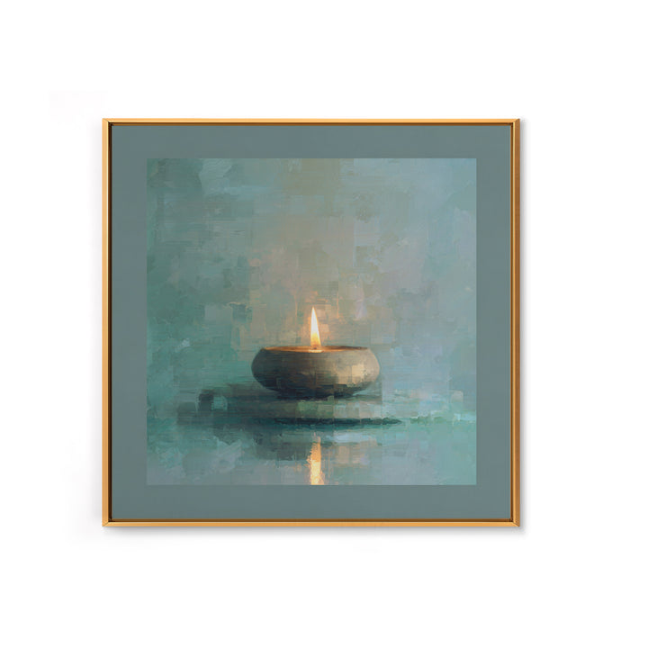 Minimal Candle Flame on Dark Background Canvas Print, Meditation Art, Modern Home Decor, Living Room Decor, Fine Art, Stillness, MED-1x1-14