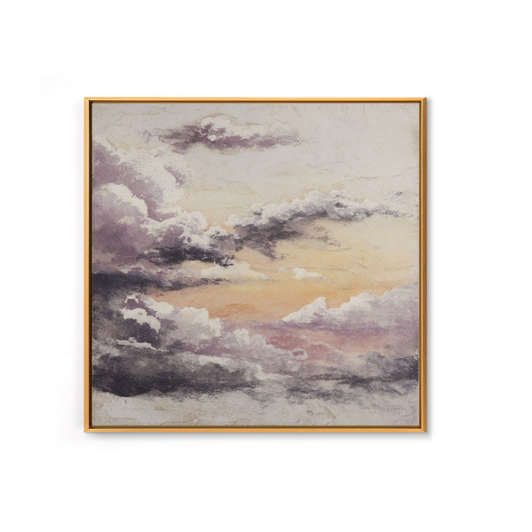 Gentle Cloudscape in Lavender and Cream Canvas Print, Meditation Art, Gallery Wall Art, Living Room Decor, Watercolor Art, MED-1x1-19