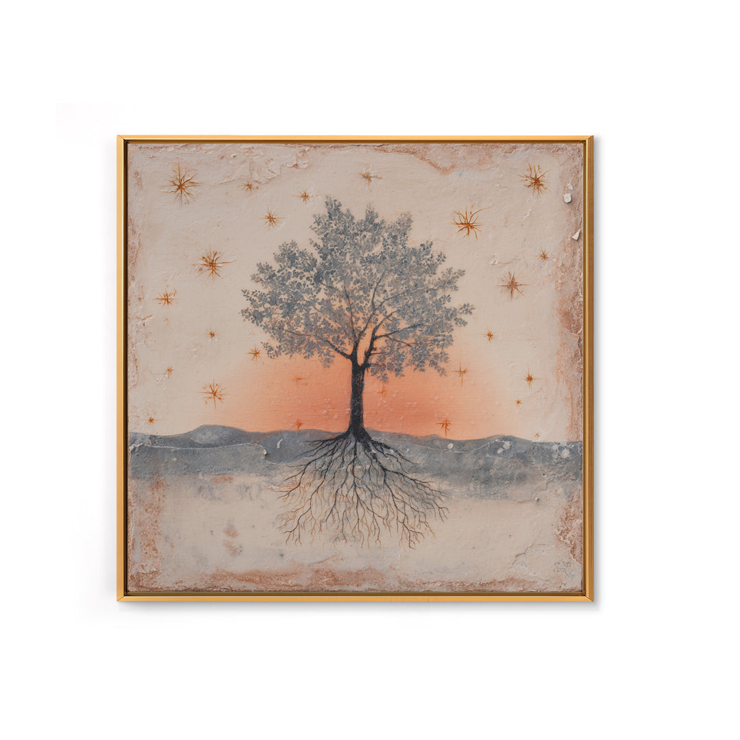 Tree of Life Framed Canvas Print, Meditation Art, Boho Wall Art, Living Room Decor, Fine Art, Stillness, Spiritual Wall Art, MED-1x1-44