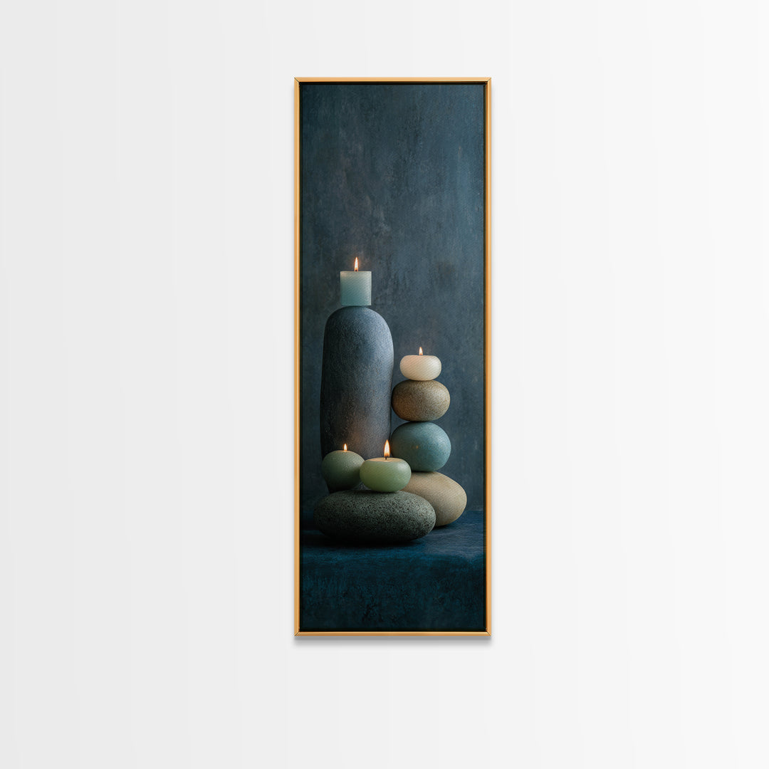 Minimal Candle Flame on Dark Background Canvas Print, Meditation Art, Printable Artwork, Living Room Decor, Fine Art, Stillness, MED-1x3-2