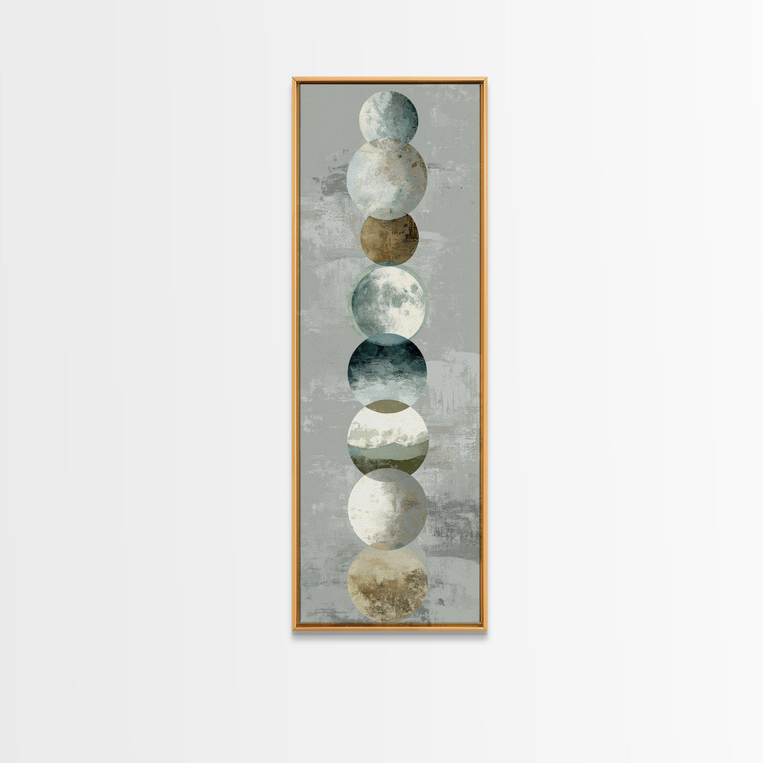 Moon Phases over a Quiet Desert Canvas Print, Meditation Art, Luxury Decor, Living Room Decor, Fine Art, Stillness, Canvas Art, MED-1x3-21
