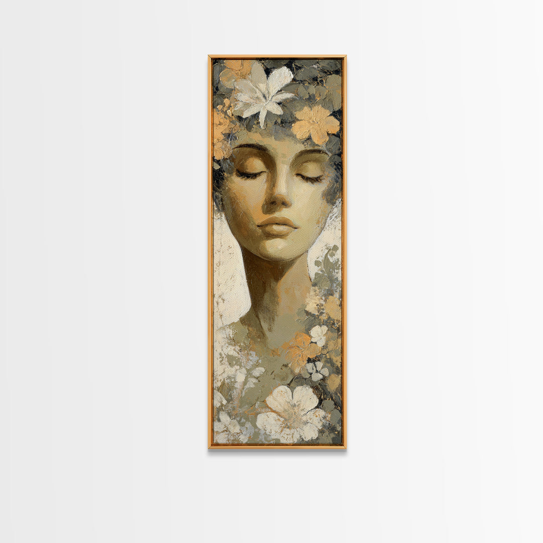 Calm Face Portrait Canvas Print, Meditation Art, Modern Wall Art, Living Room Decor, Fine Art, Stillness, Buddha Wall Art, MED-1x3-60