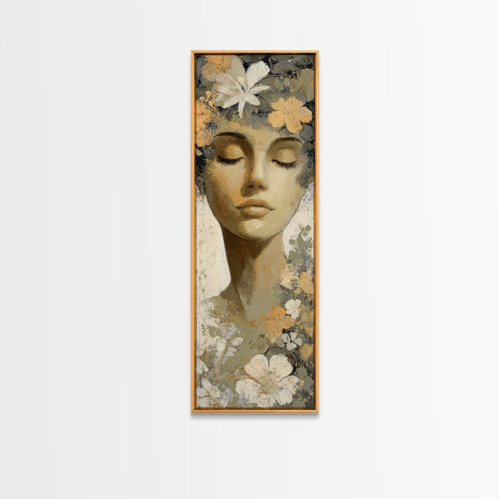 Calm Face Portrait Canvas Print, Meditation Art, Modern Wall Art, Living Room Decor, Fine Art, Stillness, Buddha Wall Art, MED-1x3-60