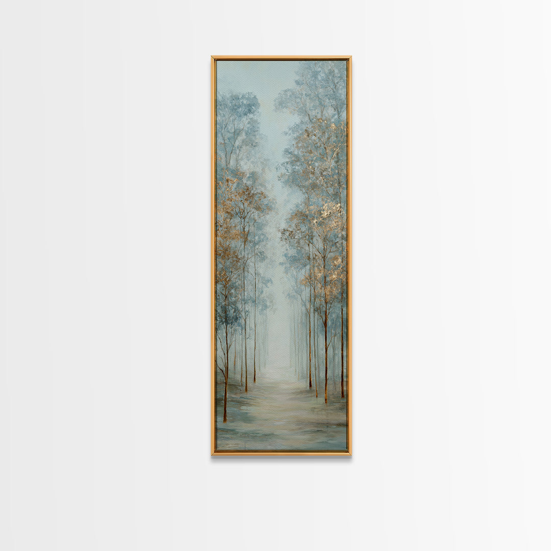 Misty Forest Path Canvas Print, Meditation Art, Boho Decor, Living Room Decor, Fine Art, Stillness, Original Art, Abstract Art, MED-1x3-97