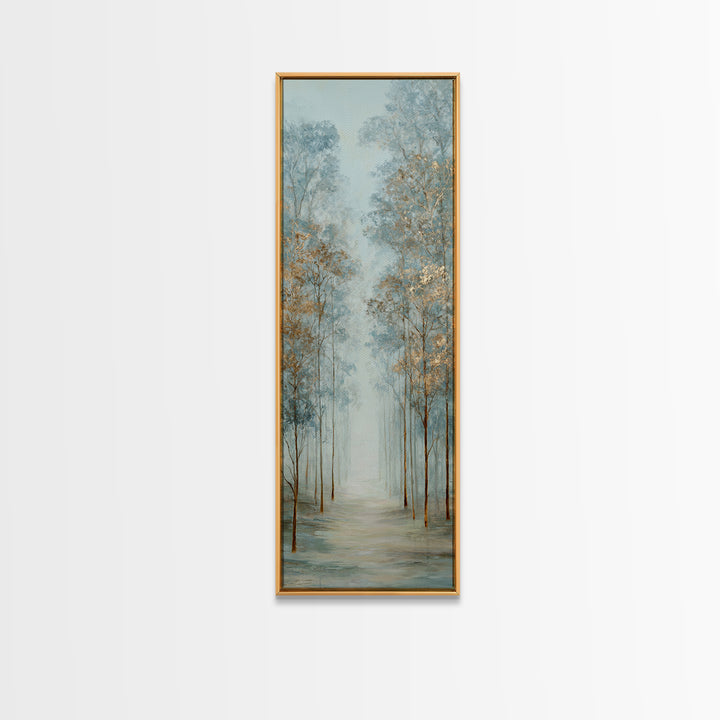 Misty Forest Path Canvas Print, Meditation Art, Boho Decor, Living Room Decor, Fine Art, Stillness, Original Art, Abstract Art, MED-1x3-97
