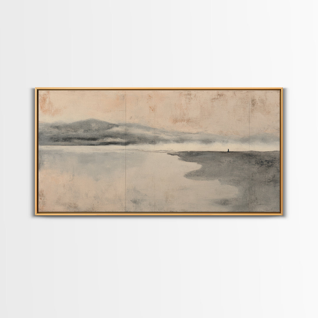 Ocean Horizon with Meditative Stillness Framed Canvas Print, Meditation Art, Luxury Decor, Living Room Decor, Stillness, MED-2x1-38