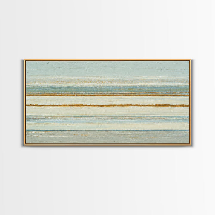 Sand Garden Lines as Minimalist Pattern Framed Canvas Print, Meditation Art, Living Room Decor, Oil Painting, Stillness, MED-2x1-43