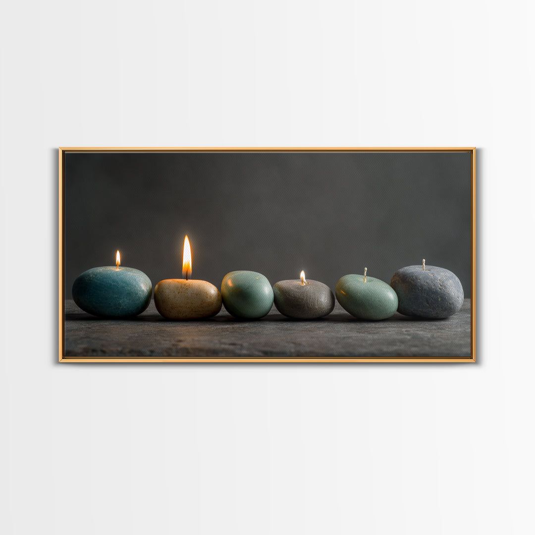 Minimal Candle Flame on Dark Background Canvas Print, Meditation Art, Original Art, Living Room Decor, Fine Art, Stillness, MED-2x1-58